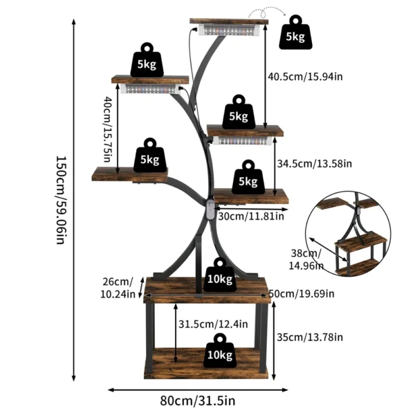7 Tiered Plant Stand Rack with LED Grow Lights