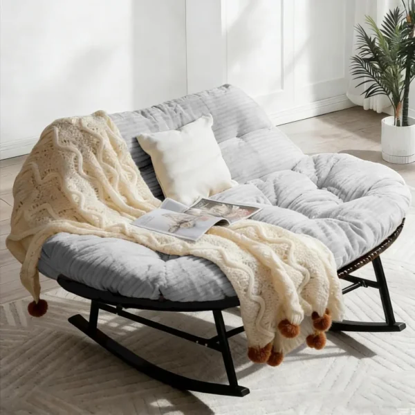 Patio Double Rocking Chair with Thick Cushion