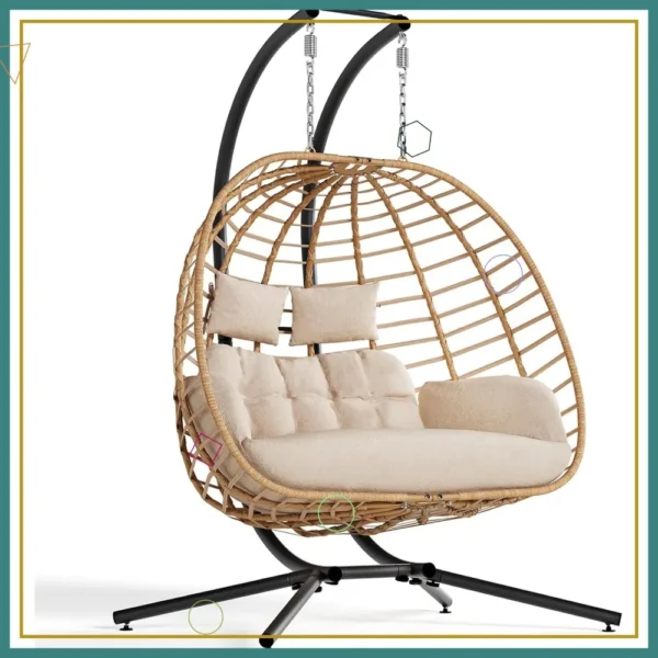 Double Hanging Egg Chair with Stand.