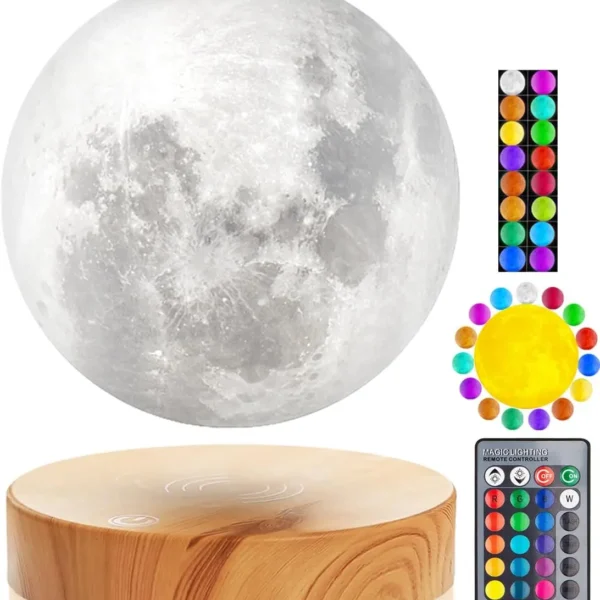 Floating Moon Lamp with 16 Colors, Magnetic Levitation