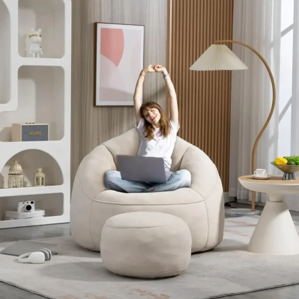 Beanbag chair and footstool